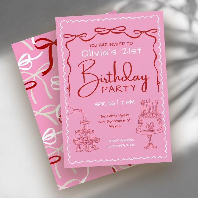 Convite Milestone Adult Birthday Party Whimsical 21st (Available in both printed and instant download digital formats.)