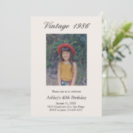 Convite Milestone Birthday Party Vintage Year Baby Photo