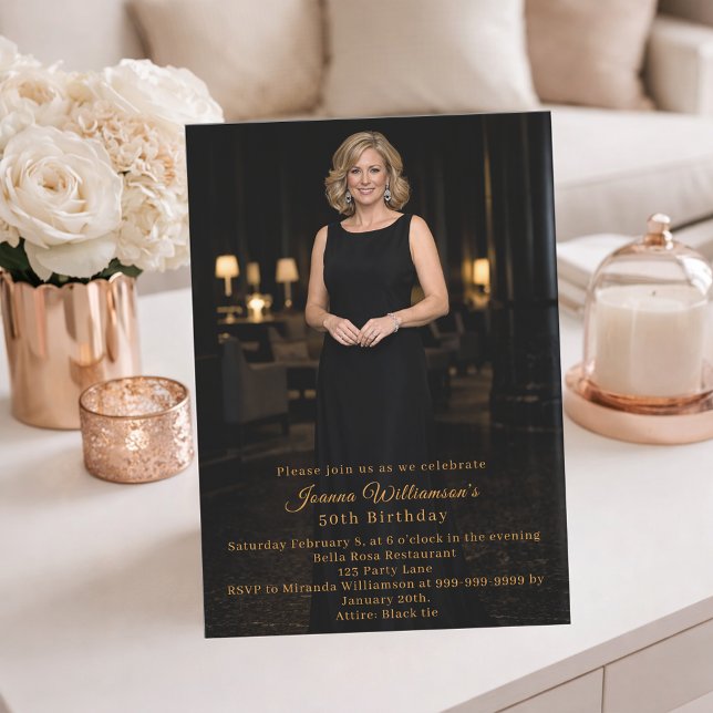 Convite Milestone birthday photo elegant (Criador carregado)