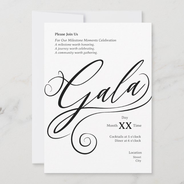 Convite Milestone Gala Invitation (Frente)