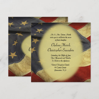 Convite Militar de Casamento de Bandeira Americana