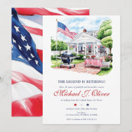 Convite Military Retirement Patriotic Backyard Celebration