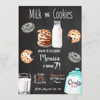 Convite Milk and Cookies Birthday Invitation