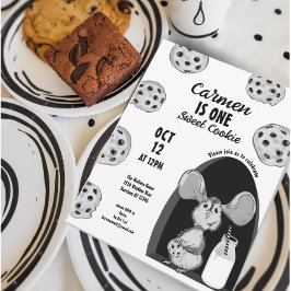 Convite Milk and Cookies Mouse Sweet First Birthday