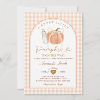 Convite Milk Bottle Pumpkin Está a Caminho Chamada de Bebê