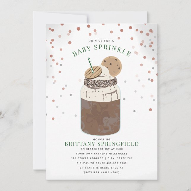 Convite Milkshake Baby Sprinkle de Chocolate Extreme (Frente)