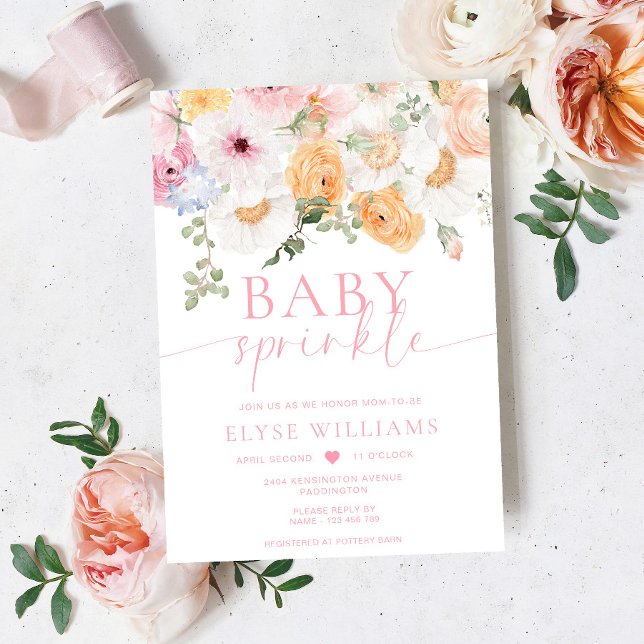 Convite Millie Floral Baby Sprinkle (Baby Sprinkle Invitation Millie )