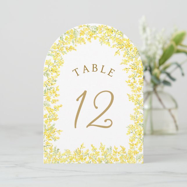 Convite Mimosa Arch Table Number (Em pé/Frente)