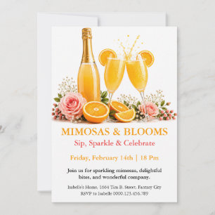 Convite Mimosas e Flores - Festa de Brunch com Champanhe