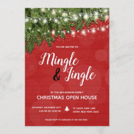 Convite Mingle Jingle Pine Twinkle Lights Festa de Natal