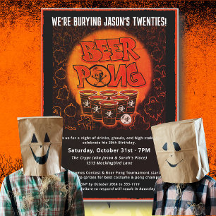 Convite Minha Festa de Halloween de Beer Pong e Fantasias: