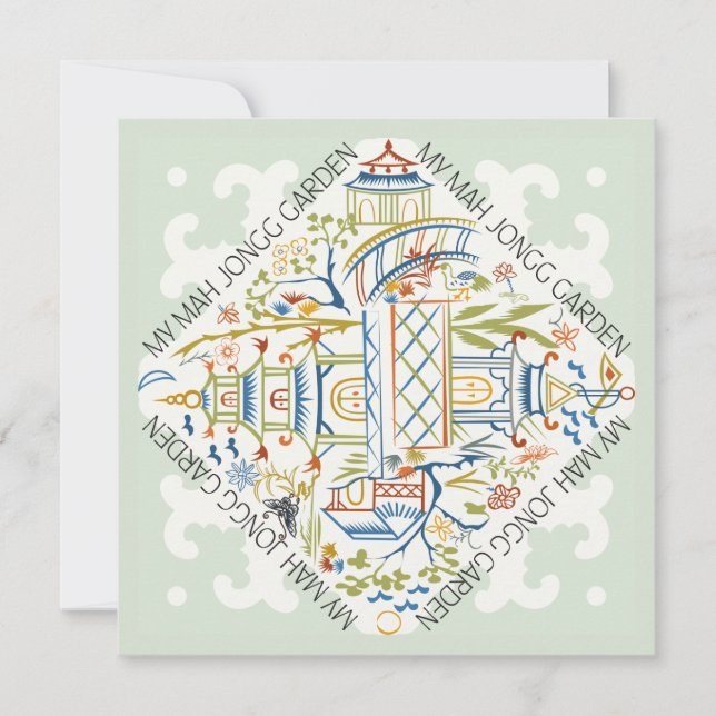 Convite Minha Placa Plana Mah Jongg Garden (Frente)