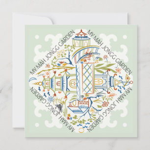 Convite Minha Placa Plana Mah Jongg Garden