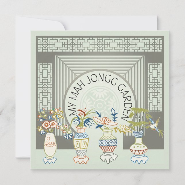 Convite Minha Placa Plana Mah Jongg Garden (Frente)