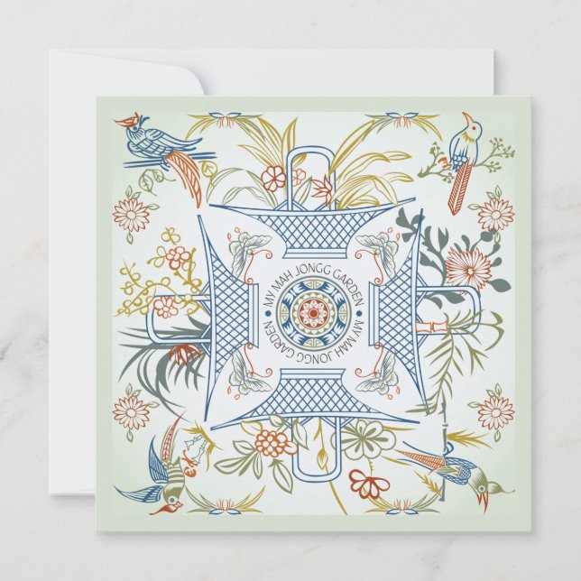 Convite Minha Placa Plana Mah Jongg Garden (Frente)