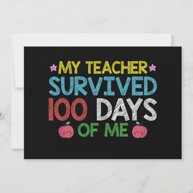 Convite Minha Professora Sobreviveu ao 100º Dia da Minha E (Frente)