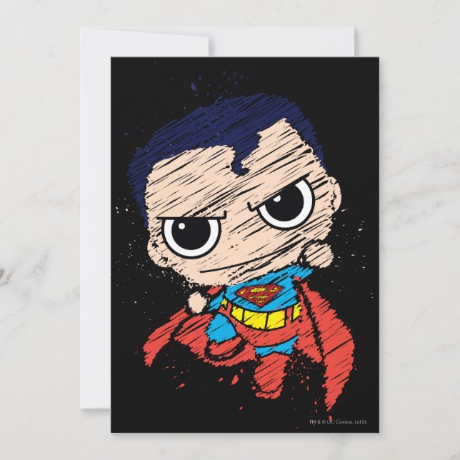 Convite Mini Superman Sketch - Voando (Frente)