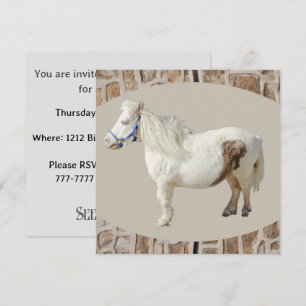 Convite Miniatura pony mini WHITE HORSE pequeno