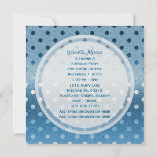 Convite Minigráfico azul gelado: Polka-pontos:Convite de f