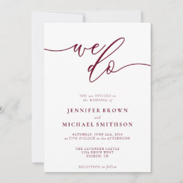 Convite Mínima Assinatura Burgundy Fazemos Casamento Typo
