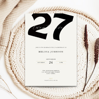 Convite Minimal 27th Birthday Invitation - Bold Typo