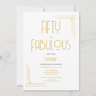 Convite Minimal 50 and Fabulous 50th Birthday Invitation