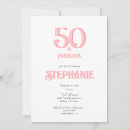 Convite Minimal 50 and Fabulous Pink 50th Birthday Party