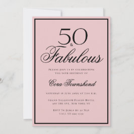 Convite Minimal 50 & Fabulous Dusty Pink 50th Birthday