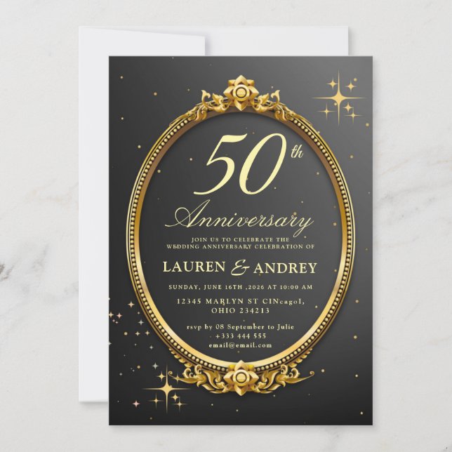 Convite Minimal 50th Wedding Anniversary Invitation (Frente)