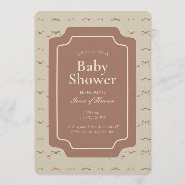 Convite Minimal Abstract Geometric Gender Neutral Beige (Frente)