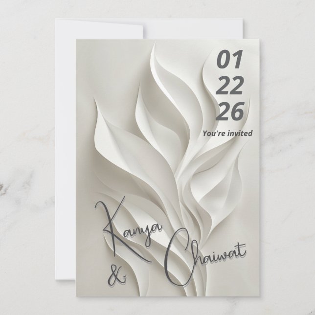 Convite Minimal Abstract Wedding Invitation  (Frente)