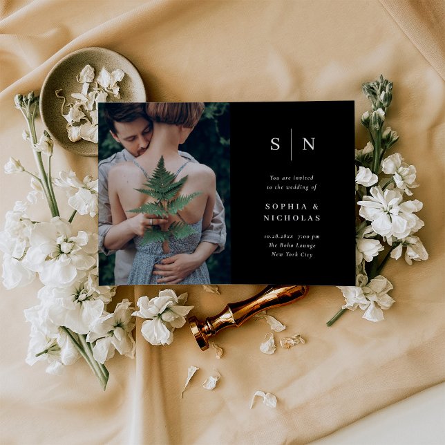 Convite Minimal and Chic | Black Photo Wedding (Criador carregado)