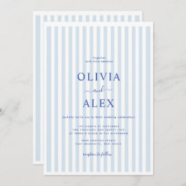 Convite Minimal and Chic Blue French Personalized Wedding 
