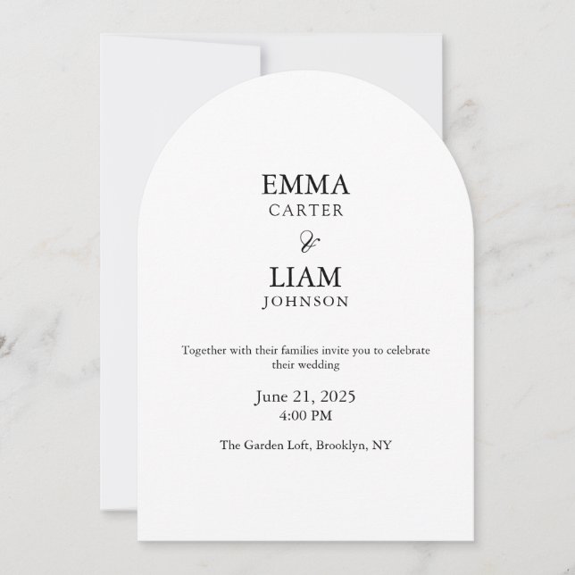 Convite Minimal Arch Wedding Invitation Editable Elegant (Frente)