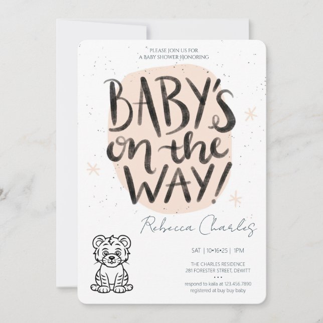 Convite Minimal Baby Shower  (Frente)