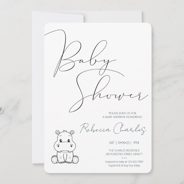 Convite Minimal Baby Shower  (Frente)