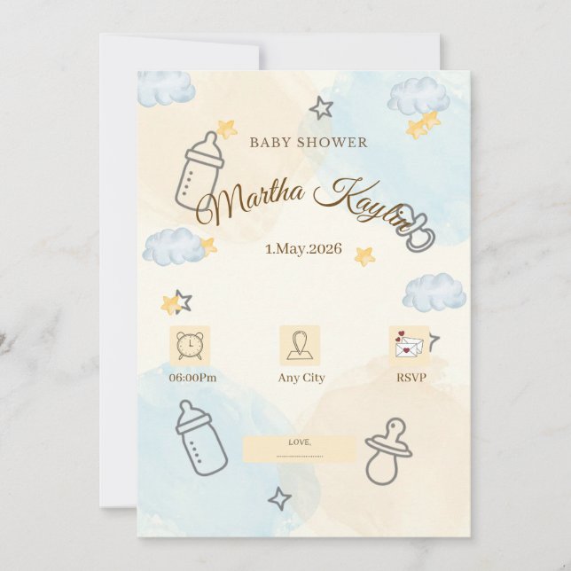 Convite Minimal Baby Shower Invitation (Frente)