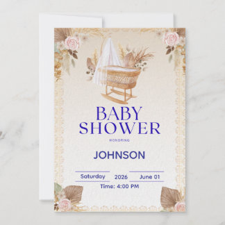 Convite Minimal Baby Shower Invitation | Modern Neutral