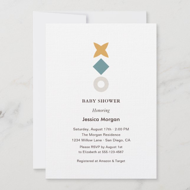Convite Minimal Bauhaus Baby Shower Invitation (Frente)