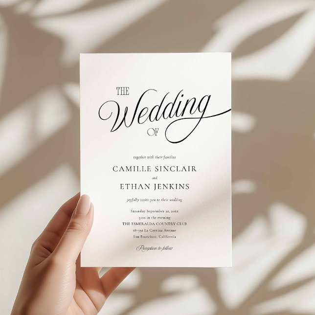 Convite Minimal Black and White Wedding Invitation (Elegant Modern Wedding Invitation Card)