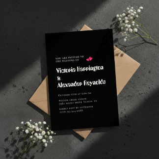 Convite Minimal Black Wedding Typography Invitation