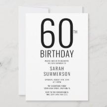 Minimal Black White 60th Birthday Party