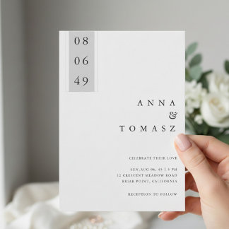 Convite Minimal Black & White Wedding Invitation