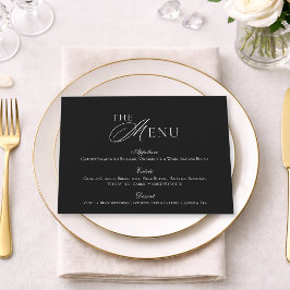 Convite Minimal Black & White Wedding Menu card