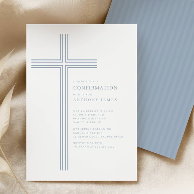 Convite Minimal Blue Cross Confirmation Invitation (Criador carregado)