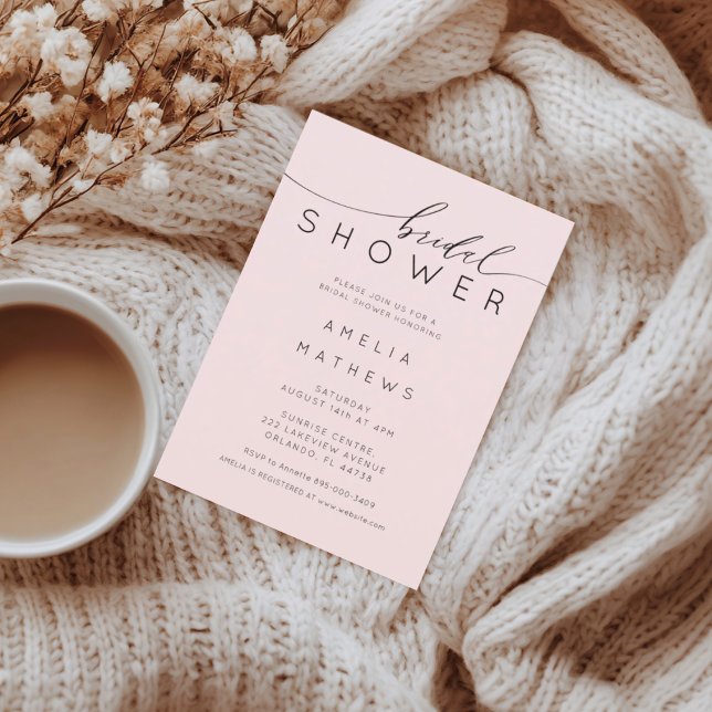 Convite Minimal Blush Pink Bridal Shower (Criador carregado)