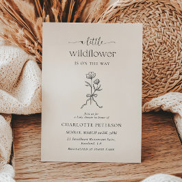 Convite Minimal Bow Floral Baby Shower Invitation