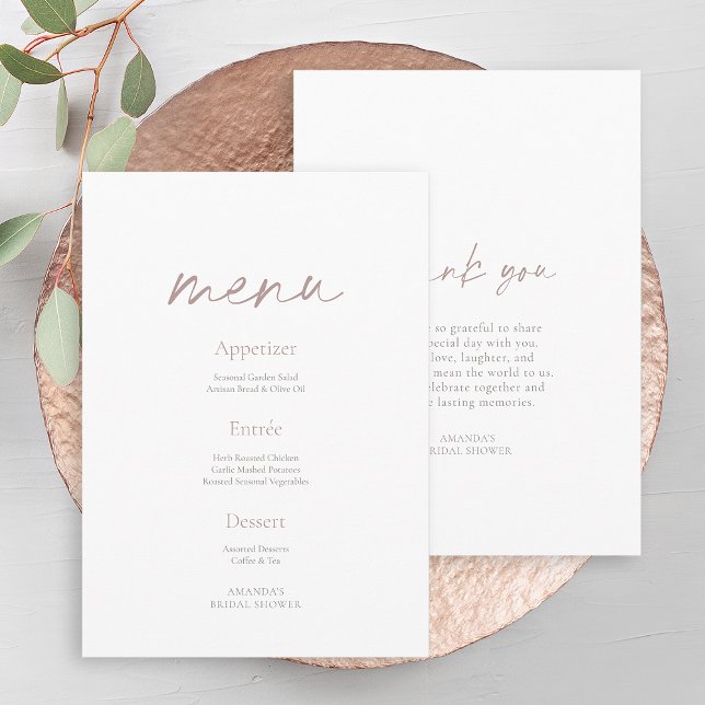 Convite Minimal Bridal Shower Menu & Thank You Card (Criador carregado)
