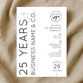 Convite Minimal Business Anniversary Dinner Corporate Logo