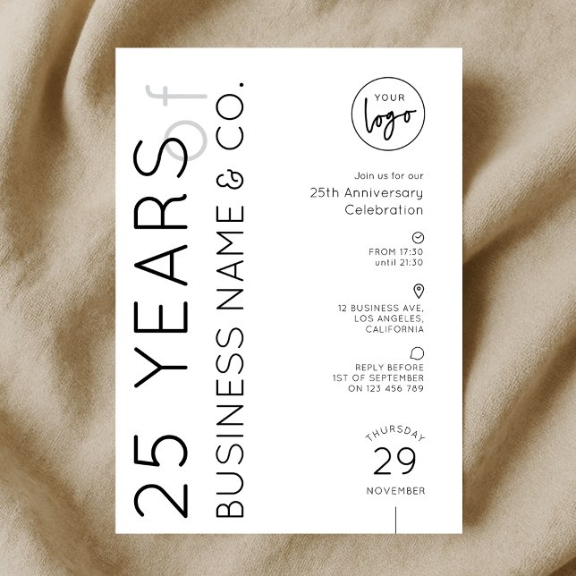Convite Minimal Business Anniversary Dinner Corporate Logo (Criador carregado)